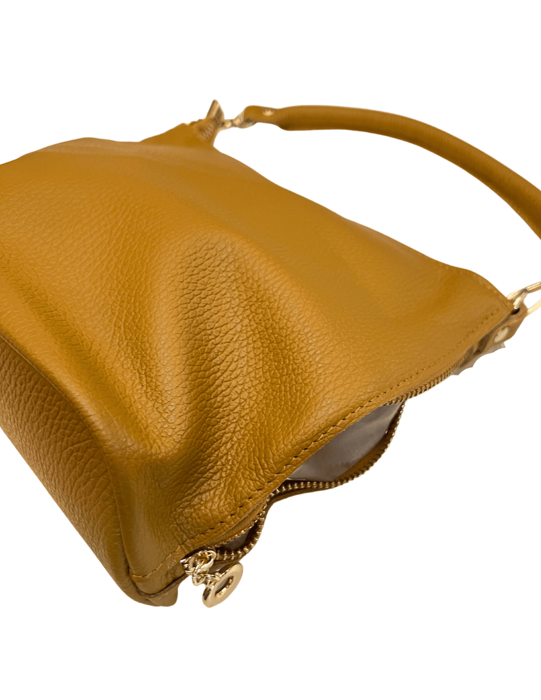 leather bucket bag with crossbody strap tres chic boutique womens gift idea mustard
