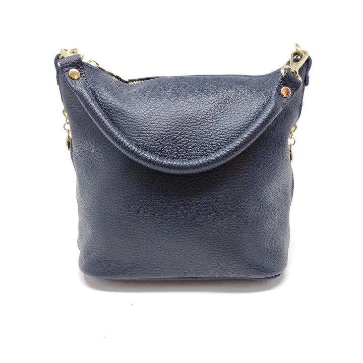 leather bucket bag with crossbody strap tres chic boutique womens gift idea navy
