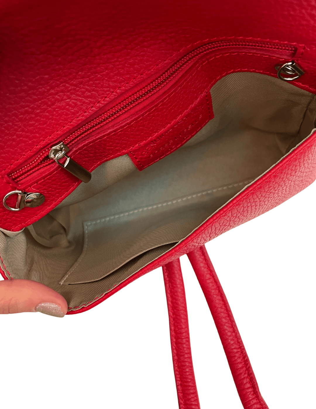 German Fuentes/NF Fashion Group leather coloful clutch tres chic womens gift boutique red inside pocket