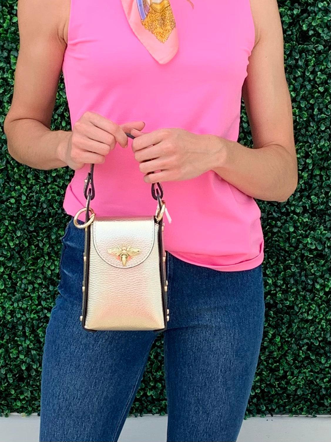 Italian Leather Bee Clasp Rectangle – Très Chic Boutique