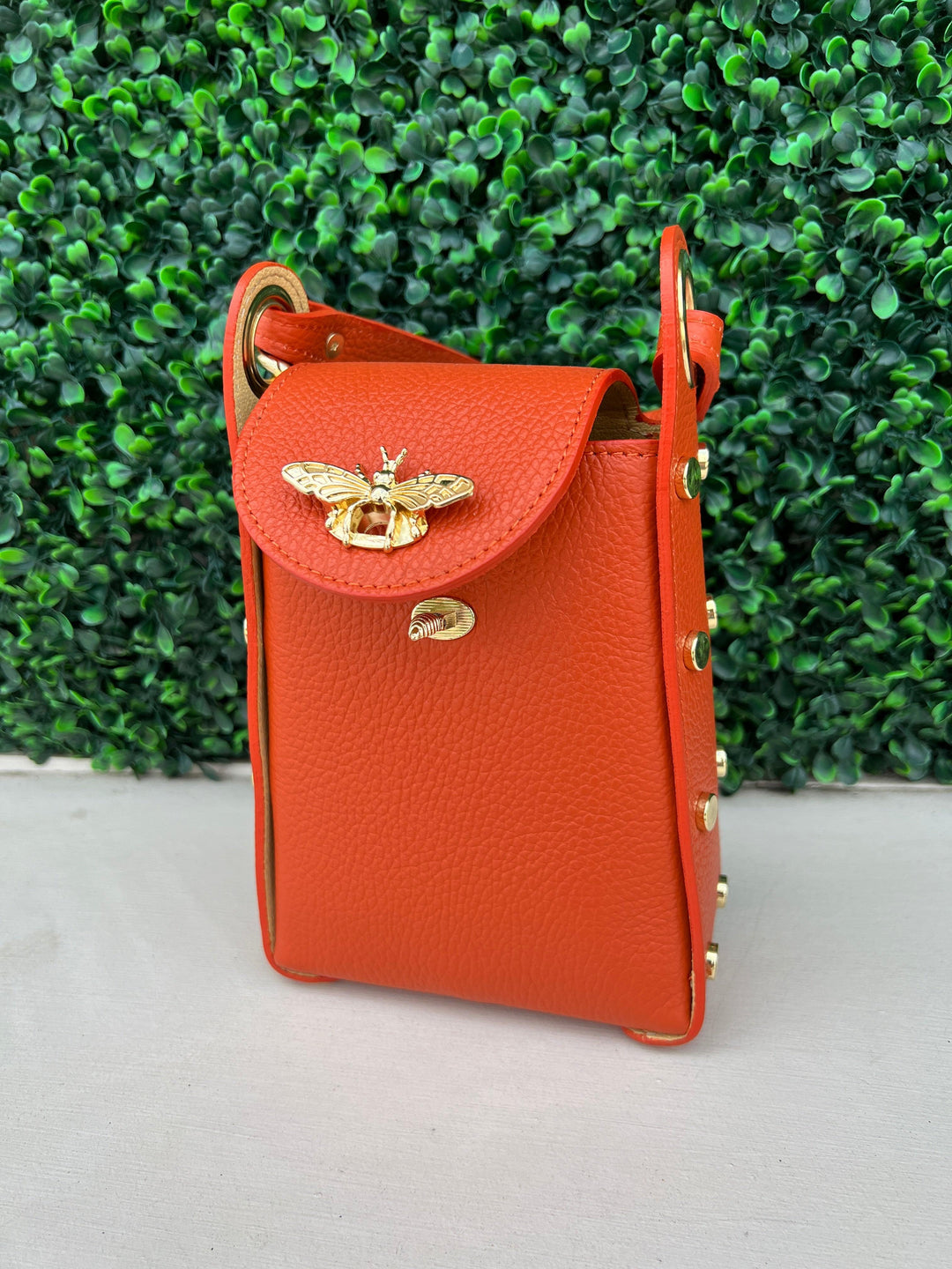 top handle bee purse tres chic houston leather mini bag orange