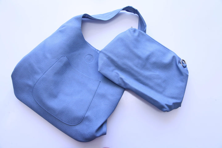 Baby blue tote bag with small included pouch in Houston