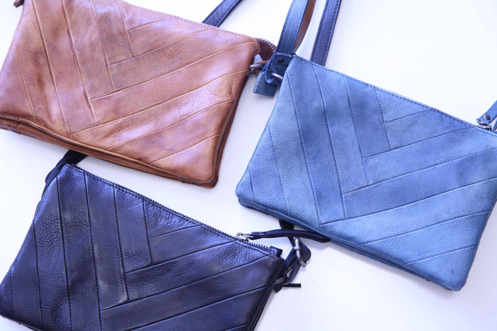 Three soft distressed leather zig zag purses in Houston area