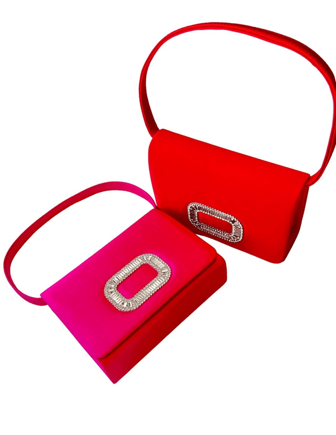 evening accessories satin red and hot pink