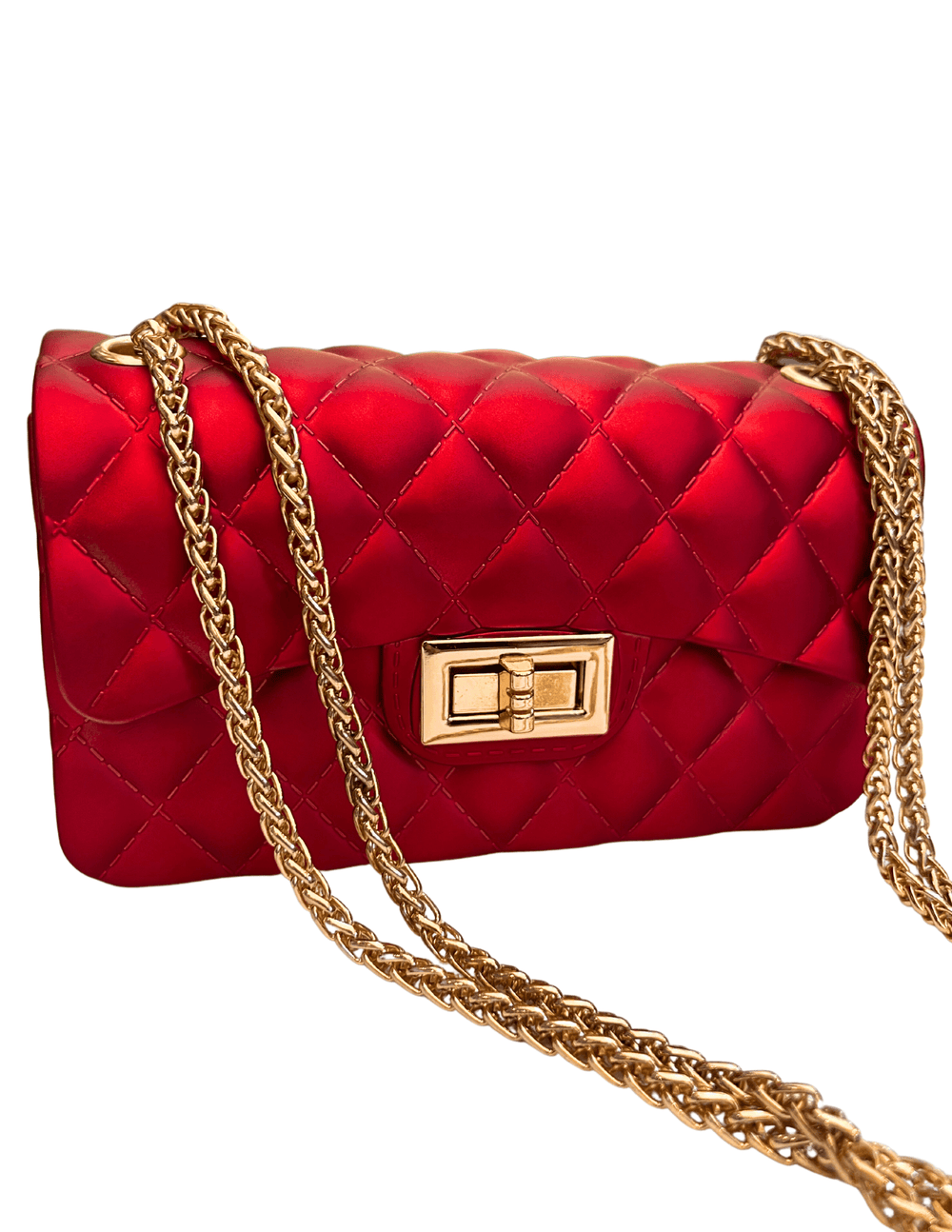 Chanel iridescent red gold rubber jelly purse womens gift ideas red