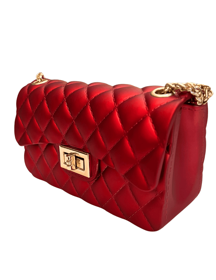 Chanel iridescent red gold rubber jelly purse womens gift ideas red