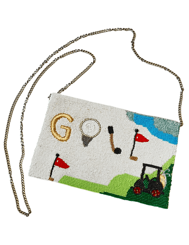golf themed beaded country club event clutch