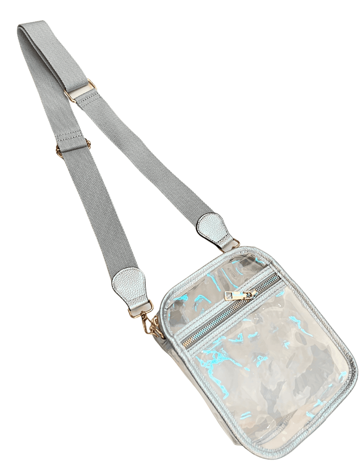 clear game day astros casual crossbody silver zippered