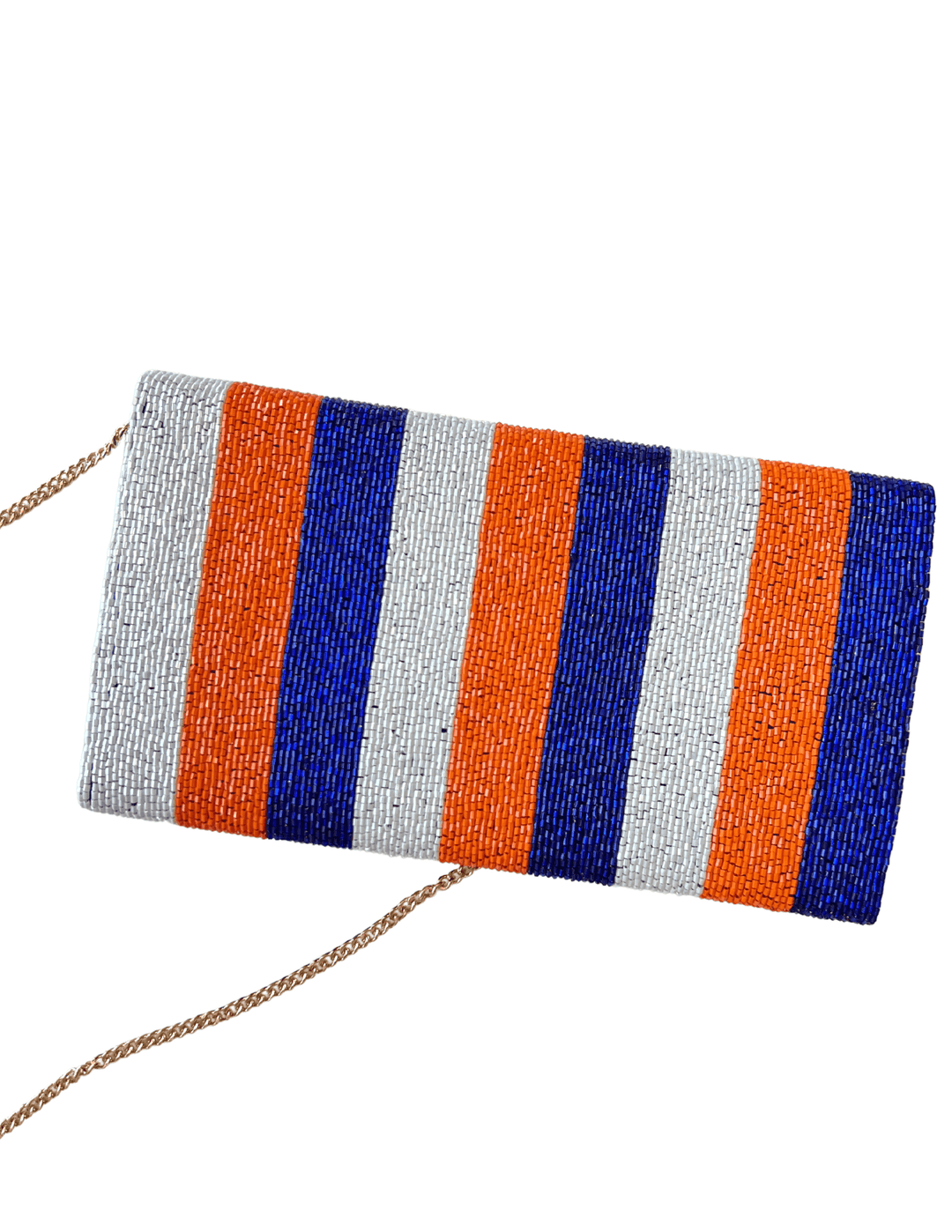 Houston astros women's gifts white navy and orange beaded clutch