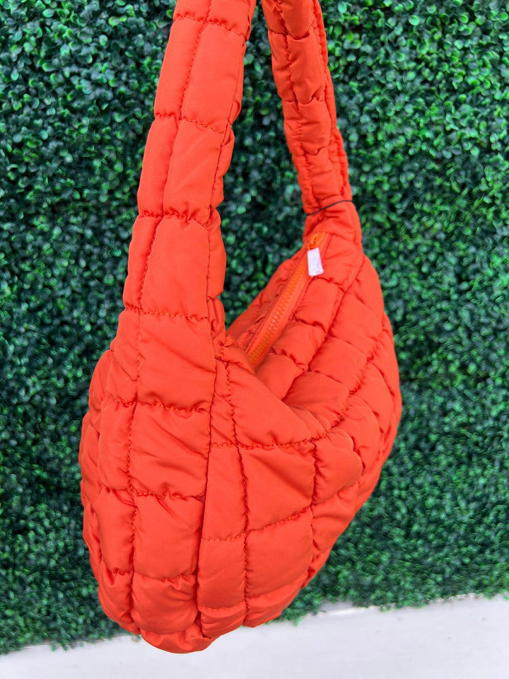 Quilted Puffy Purse- Micro like COS boutique houston gift ideas orange