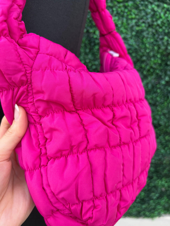 Quilted Puffy Purse- Micro like COS boutique houston gift ideas pink