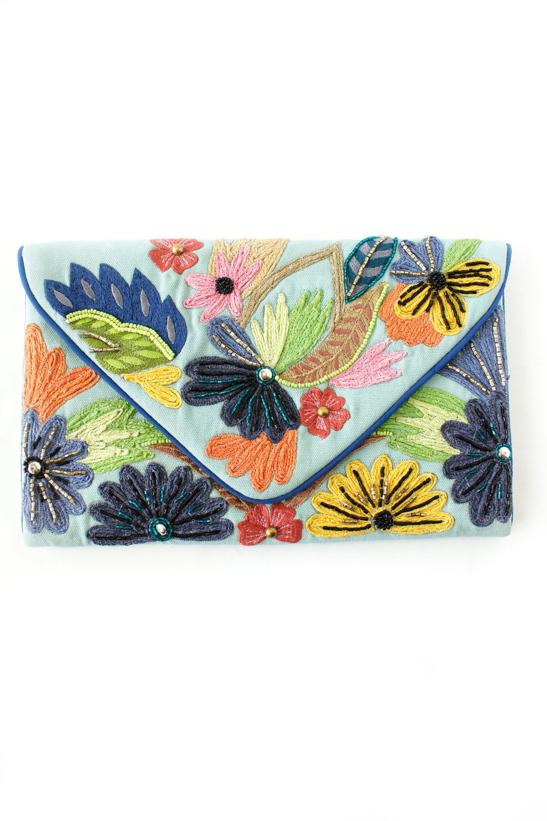 Blue Spring Floral Clutch - Tres Chic Houston