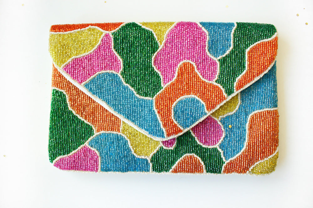 Multi Colored Beaded Clutch - Tres Chic Houston
