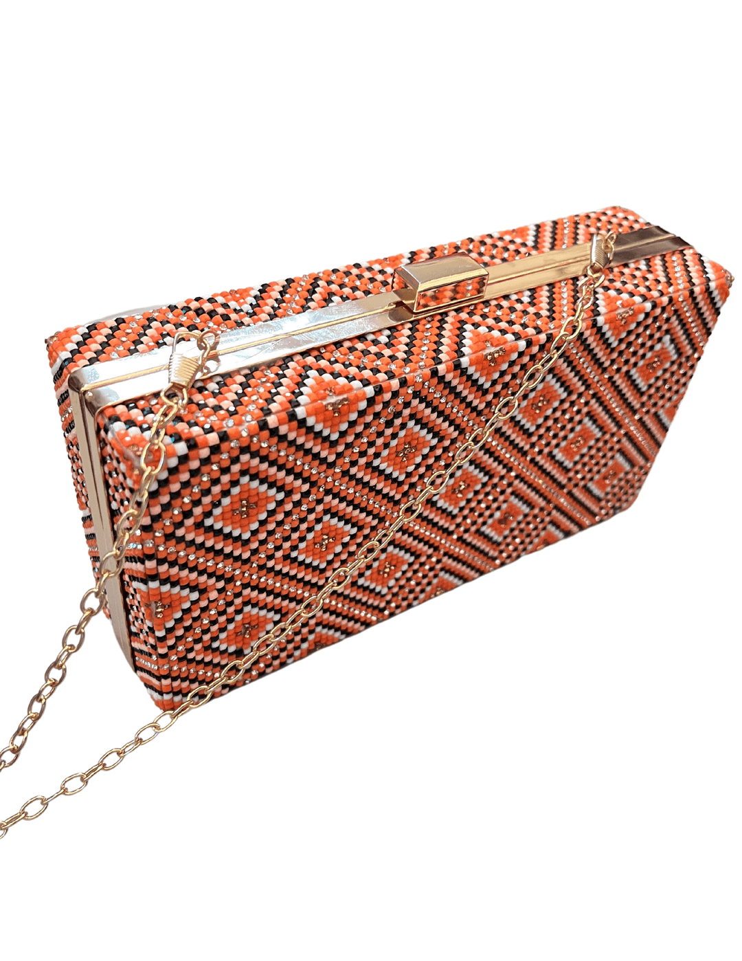 orange Vivid Colorful Printed clutch for cocktail events