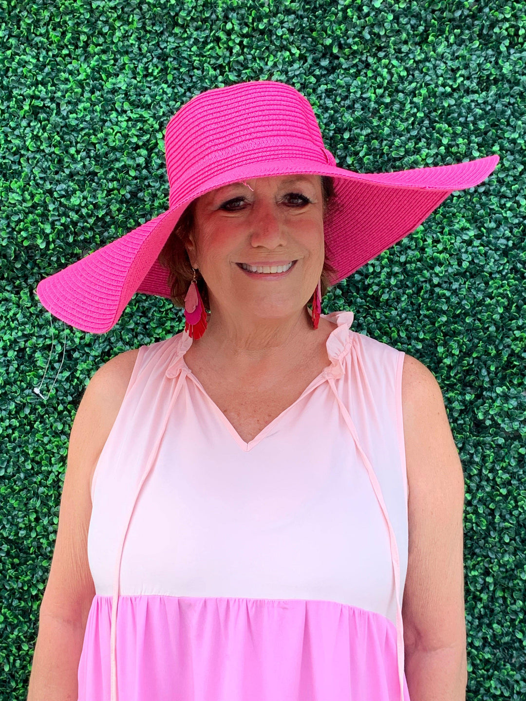 Hot pink sun hat for Houston summer