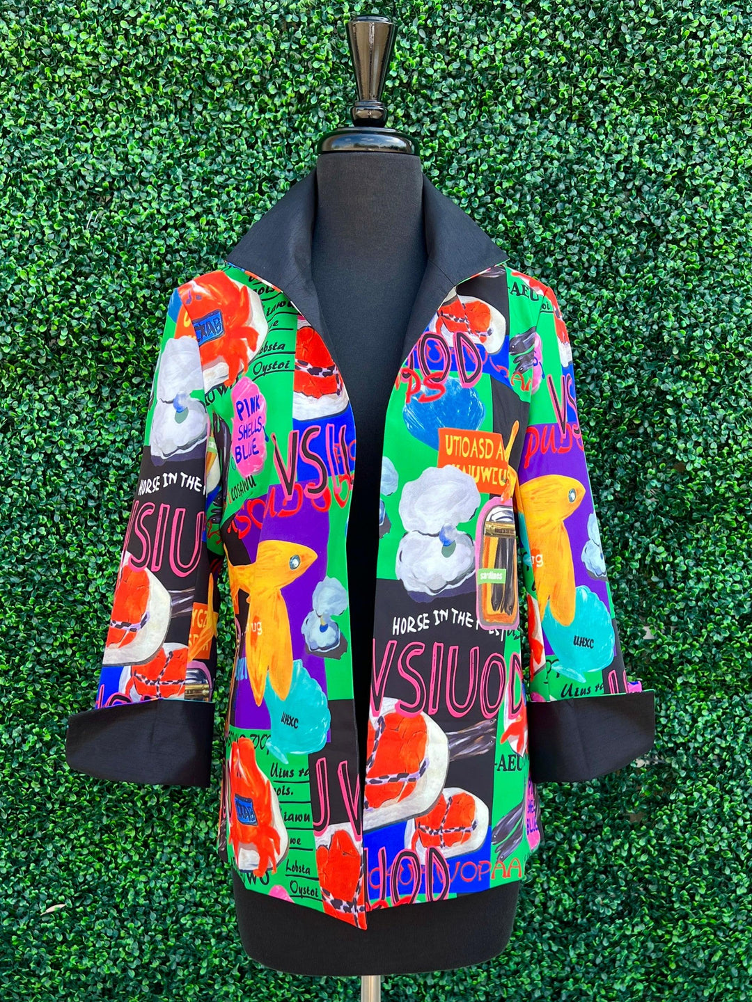 Seafood Print Reversible Blazer grace chuang dressy jacket vivid colorful print