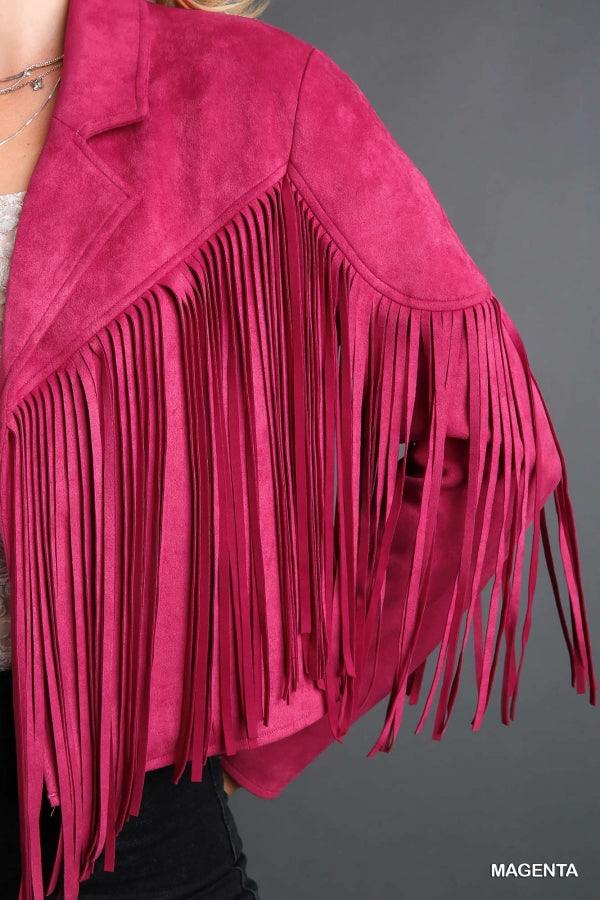 pink fringe cowgirl houston rodeo outfit jacket boutique