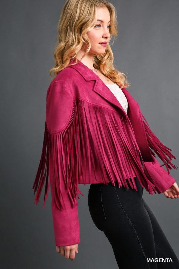 pink fringe cowgirl houston rodeo outfit jacket boutique HLSR