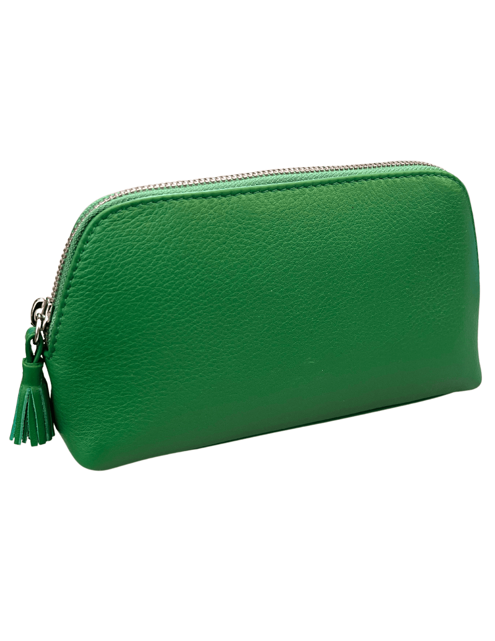 Emerald green leather large makeup pouch rfid blocking gift boutique near me