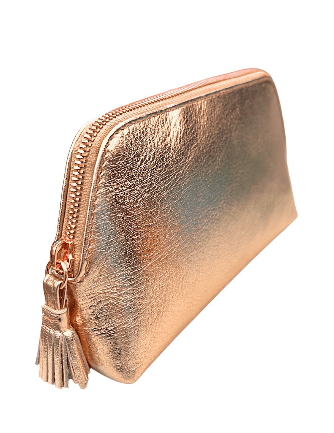 rose gold leather large makeup pouch rfid blocking gift boutique near me