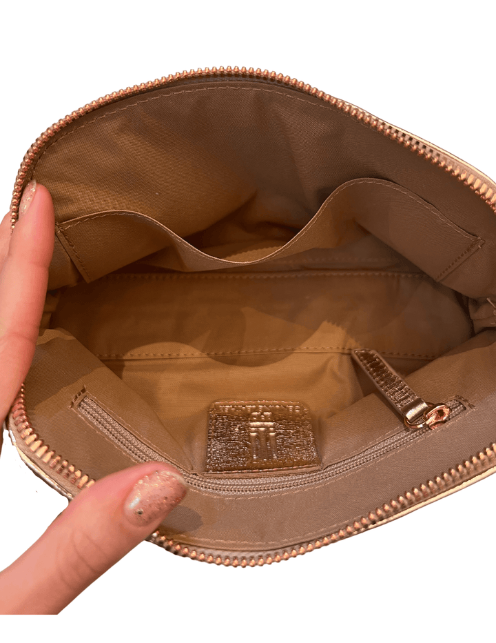 interior pockets rose gold makeup purse oragnaizer