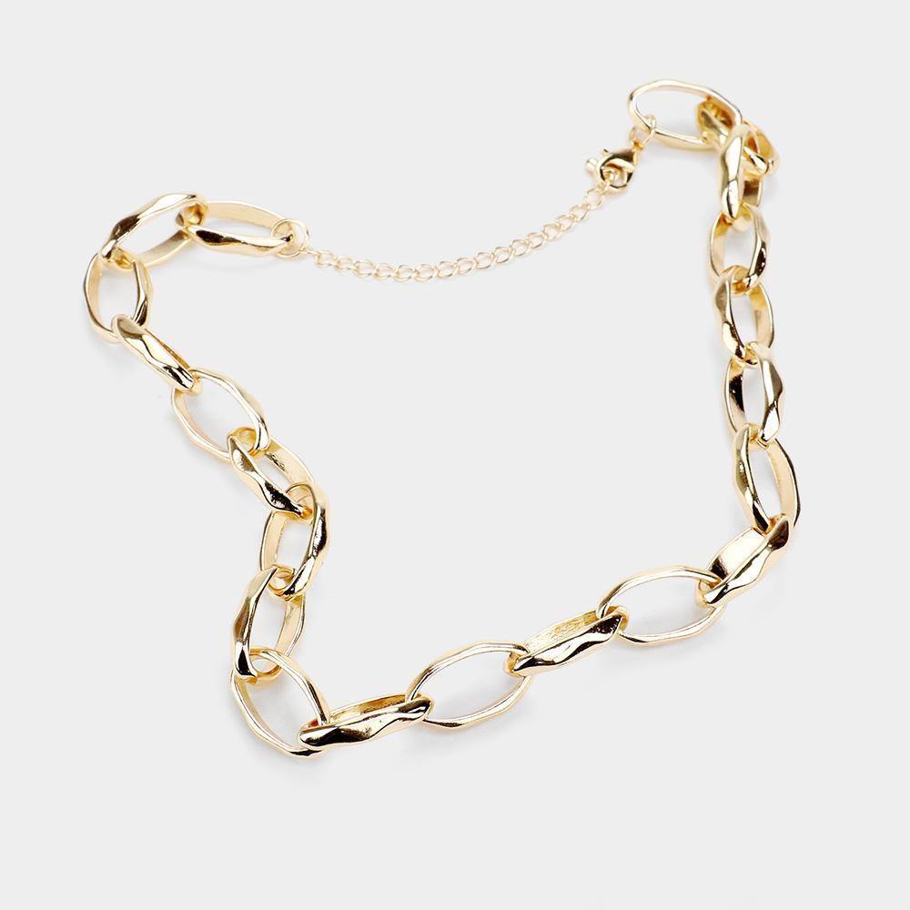 Thick Molded Oval Link Necklace - Tres Chic Houston