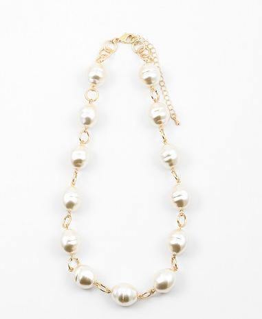 18" Large Pearl Stations on Gold Chain Necklace (More Colors) - Tres Chic Houston