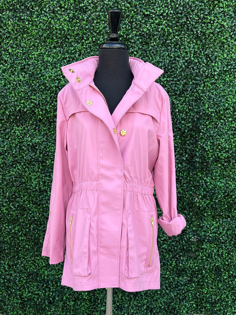 bright light pink cute rain coat boutique