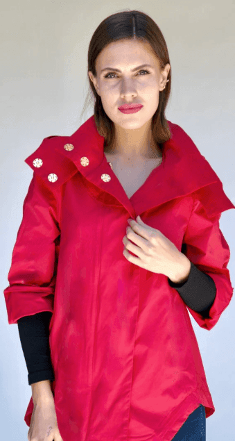 red Water Resistant Jacket Zip off hood texas boutique
