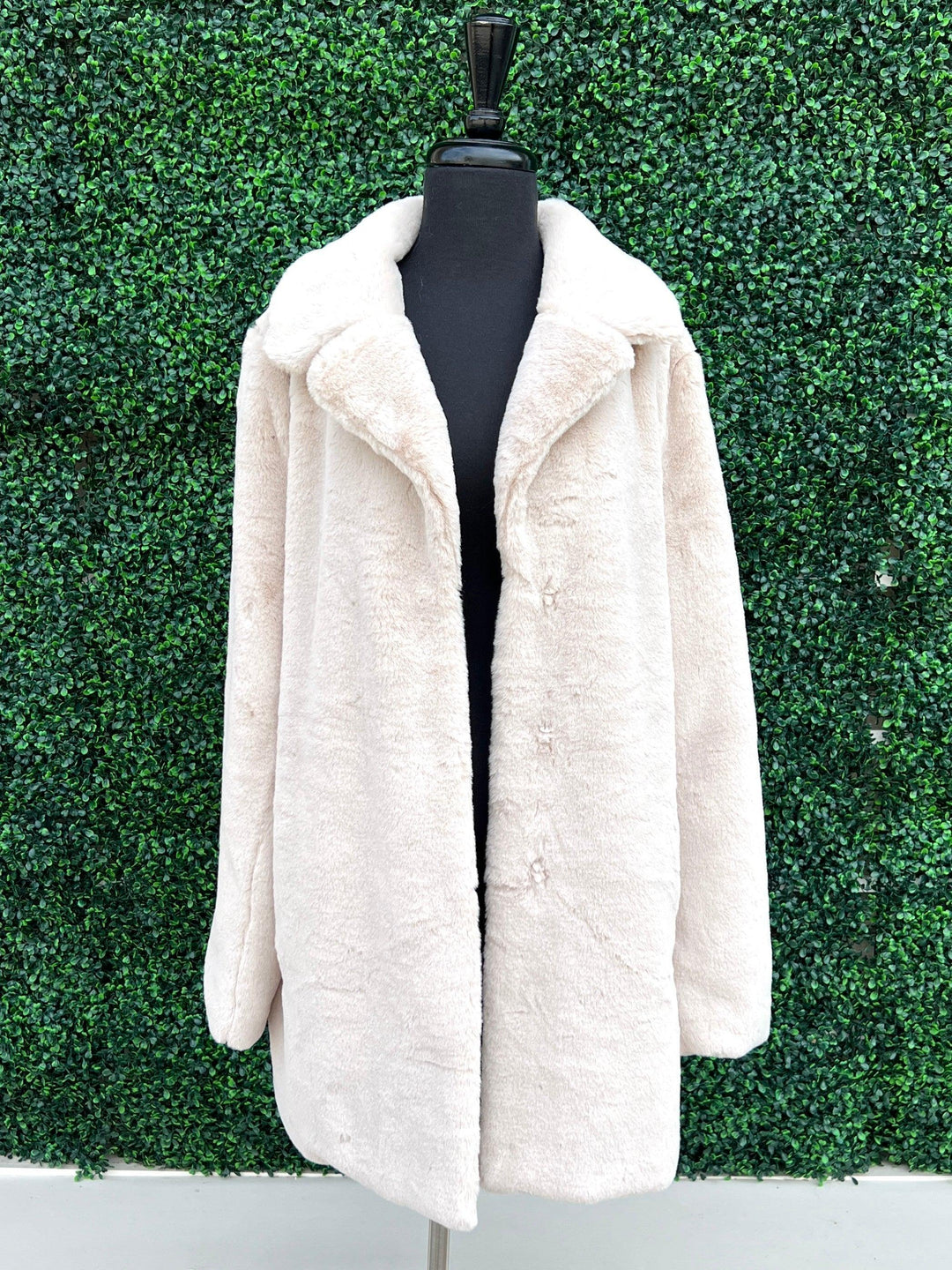 faux fur calf length coat womens gift holiday boutique Dolce Cabo