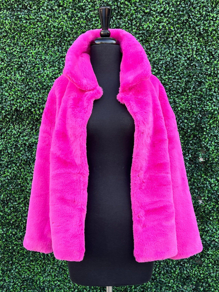 fluffy hot pink coat ​​texas online boutiques