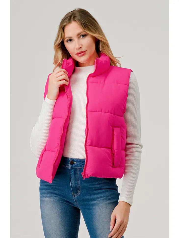 short puffer vest with pockets colorful geegee brand pink gift ideas