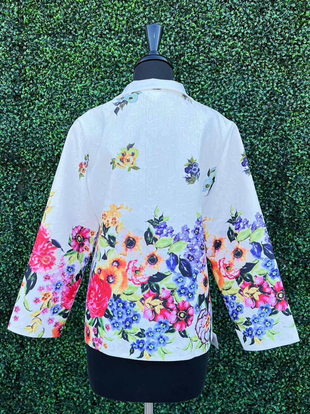 grace chaung floral and white dressy jacket