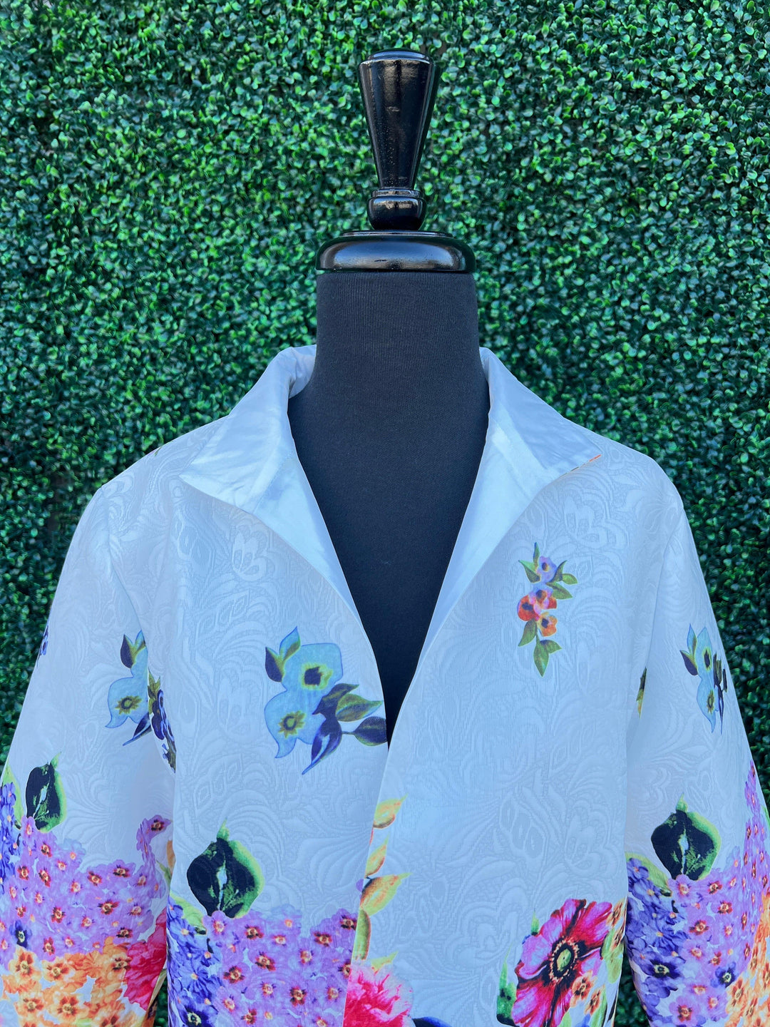 pretty white and rainbow floral jacket