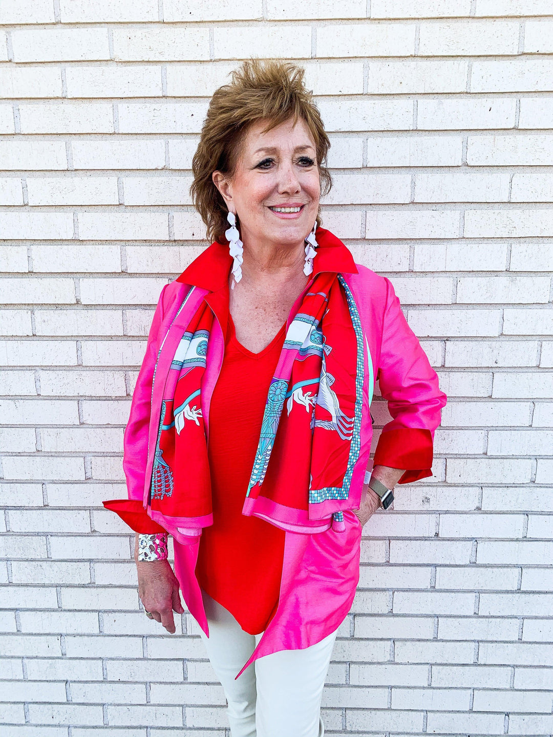 Red & Pink Reversible Jacket - Très Chic