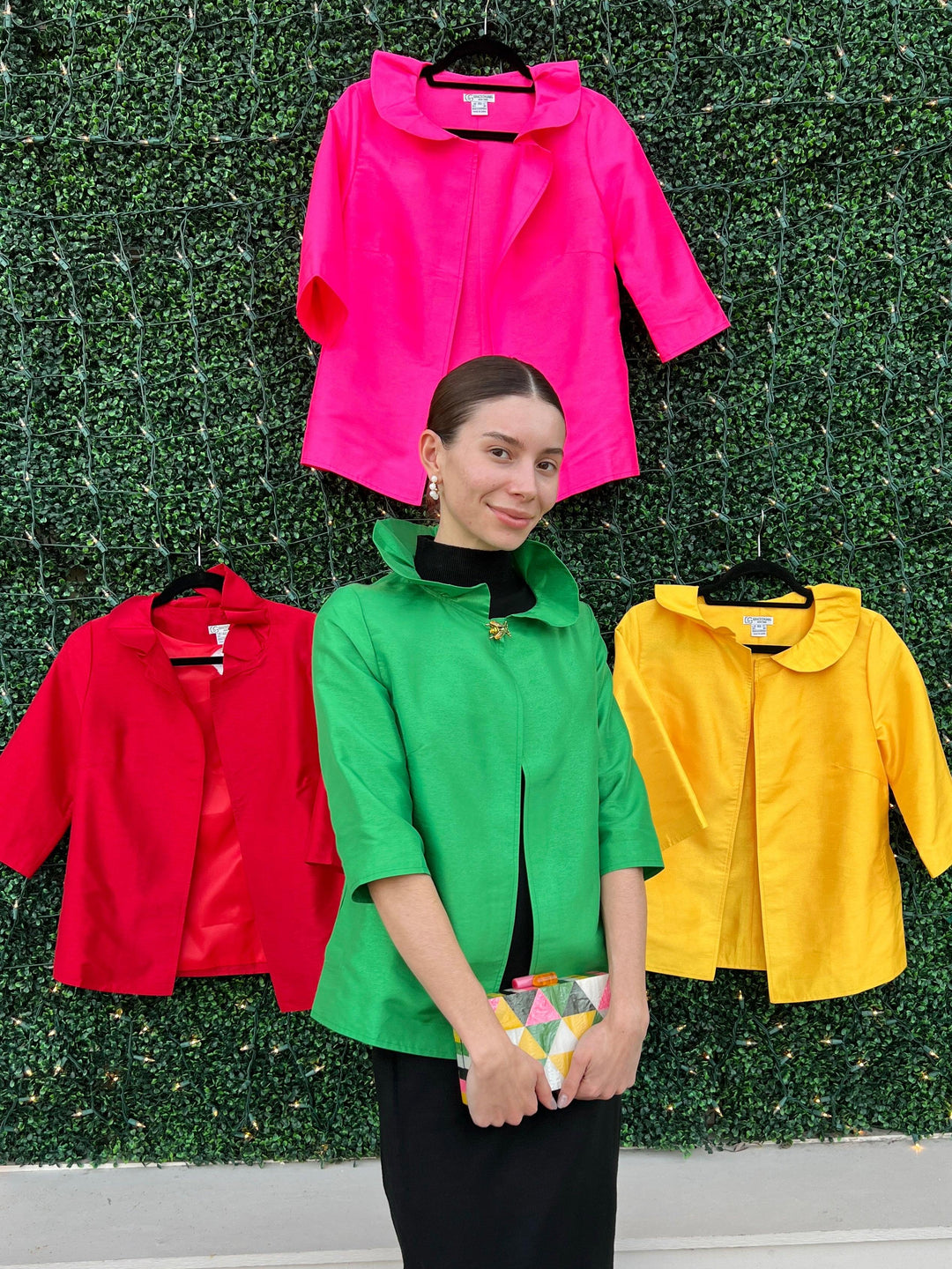 short dressy after 5 swing blazer jacket colorful women's online boutique over 50