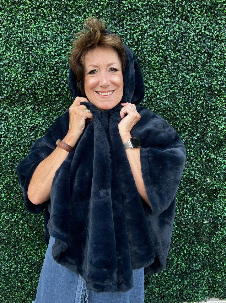 faux fur wrap cape houston texas online trendy boutique womens gift ideas navy