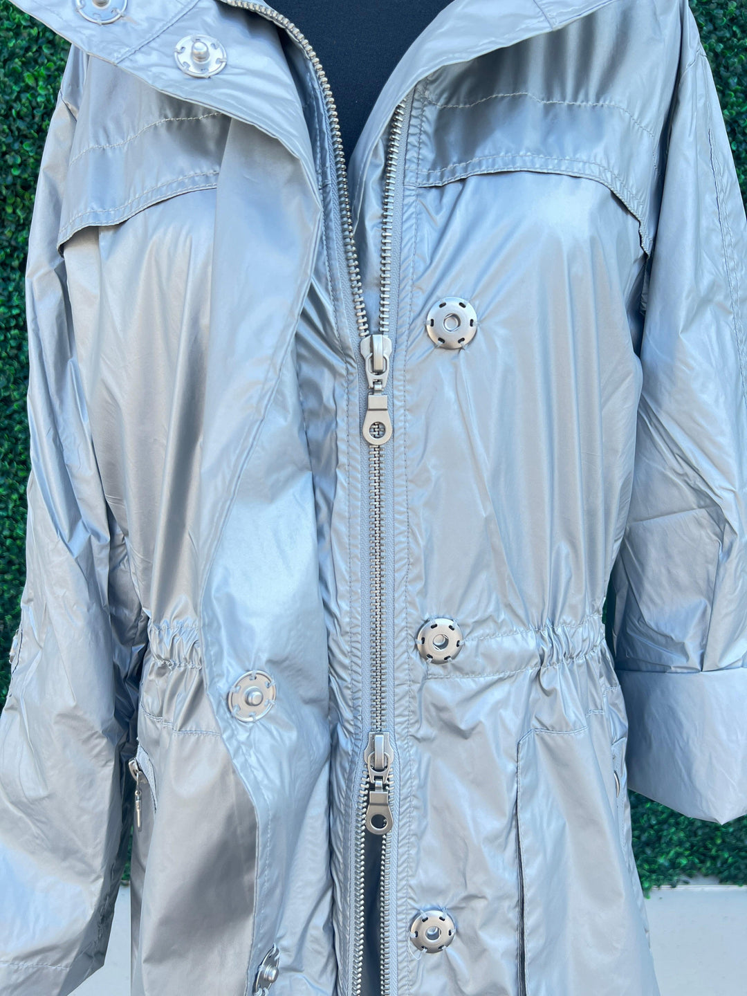 100% Waterproof Raincoat-Metallic silver womens boutique online