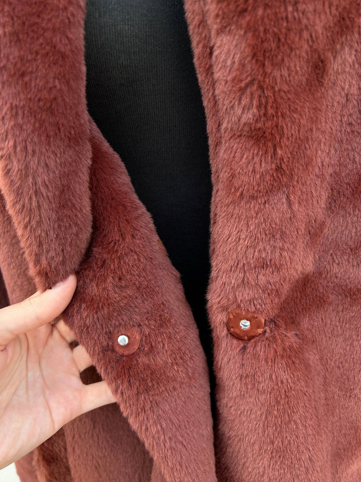 Faux Fur Long Coat brown womens holiday gifts skies are blue brand
