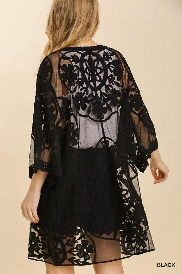 black floral lace layering jacket ttres chic