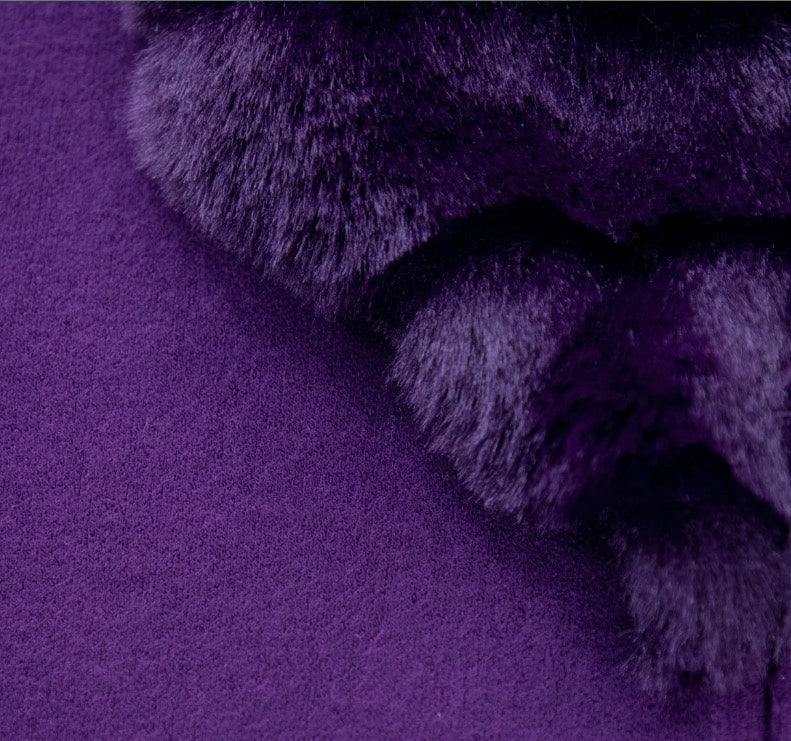 Faux Fur collar cuffs knit cape OS womens holiday gift ideas tres chic boutique purple