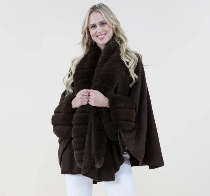 tres chic clothing brown winter shawl faux fur houston gift boutique
