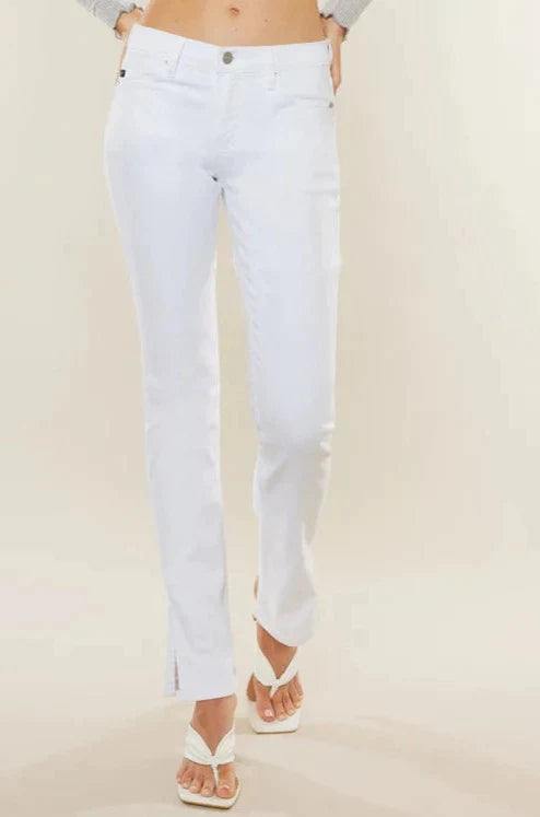 stylish slit hem white jeans for women over 50 easter outfit