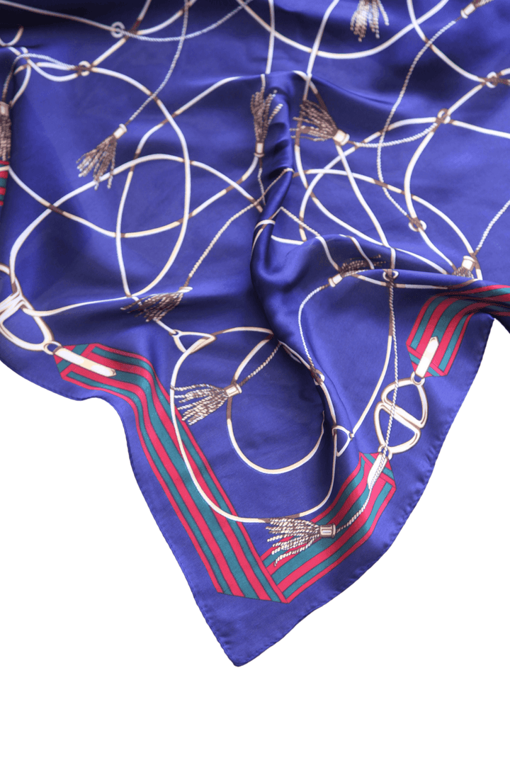 Dark blue and red and green strap scarf online and in person boutique