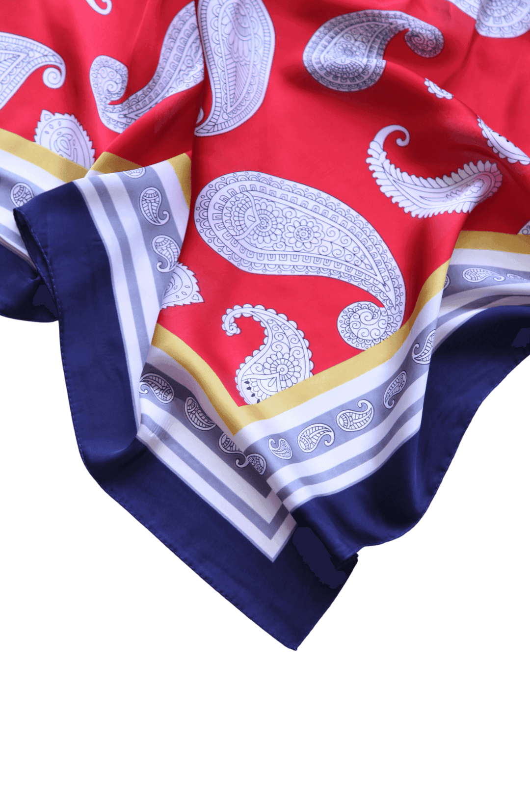 Bright red and navy blue classic silky Tres Chic scarf