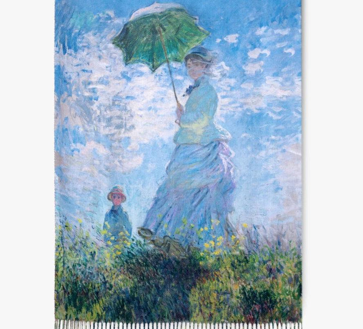 Great Artist Faux Cashmere Scarves Vincent van Gogh and Monet paintings womens gift ideas boutique lady with parasol