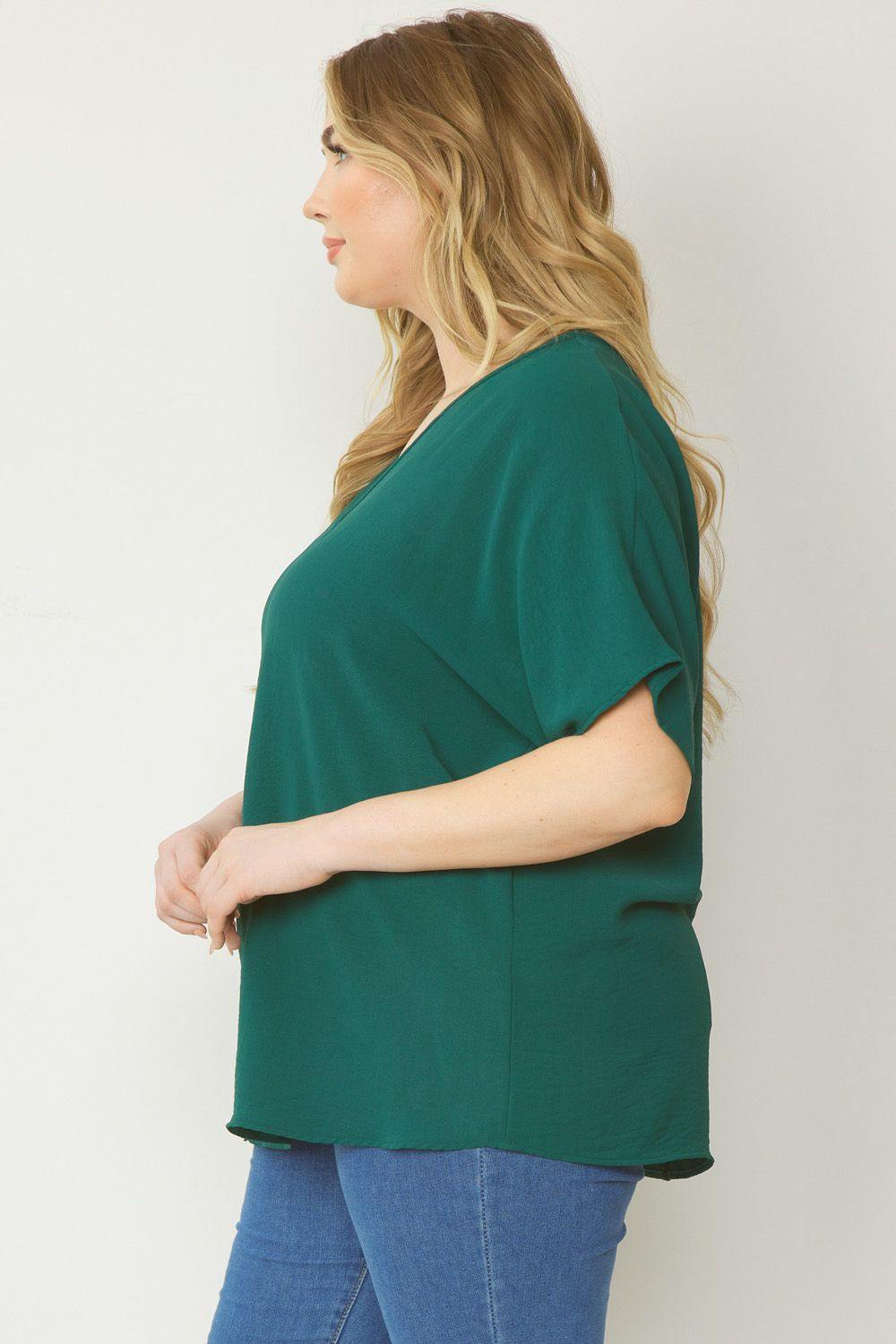 Plus size v neck oversized top houston texas boutique online green