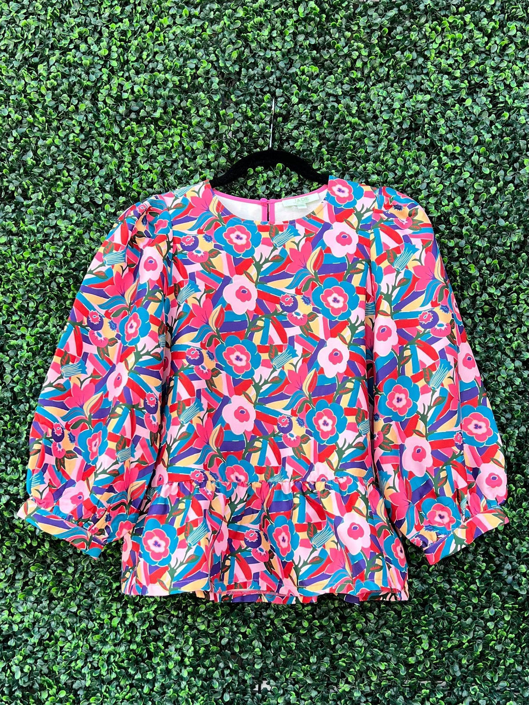 bright colorful floral patten womens peplum top