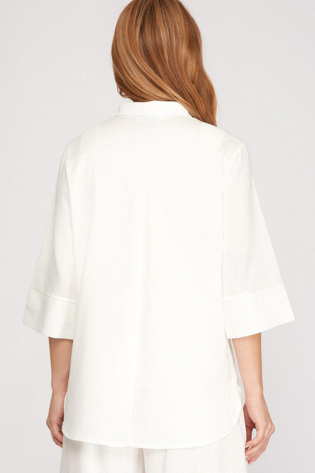 white spring summer trendy linen blouse