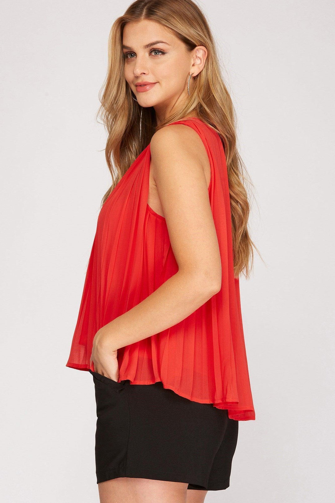 colorful unique pleated easy top for women